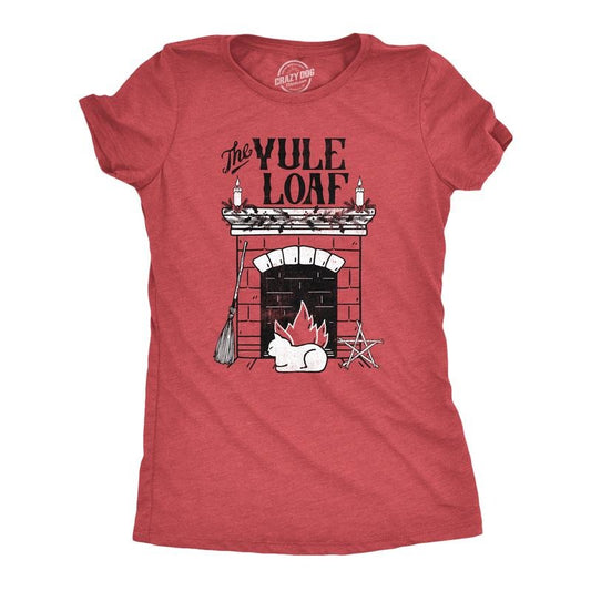 Womens The Yule Loaf T Shirt Funny Xmas Kitten Lovers Tee For Ladies Funny Womens T Shirts Cute Slimming Top Comfortable Soft Womenswear Christmas Tops for Women Funny Cat Top Women's Novelty Tees Red - LOAF