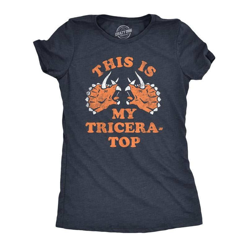 Womens This Is My Tricera Top T Shirt Funny Dinosaur Triceratops Joke Tee For Ladies Funny Womens T Shirts Cute Slimming...