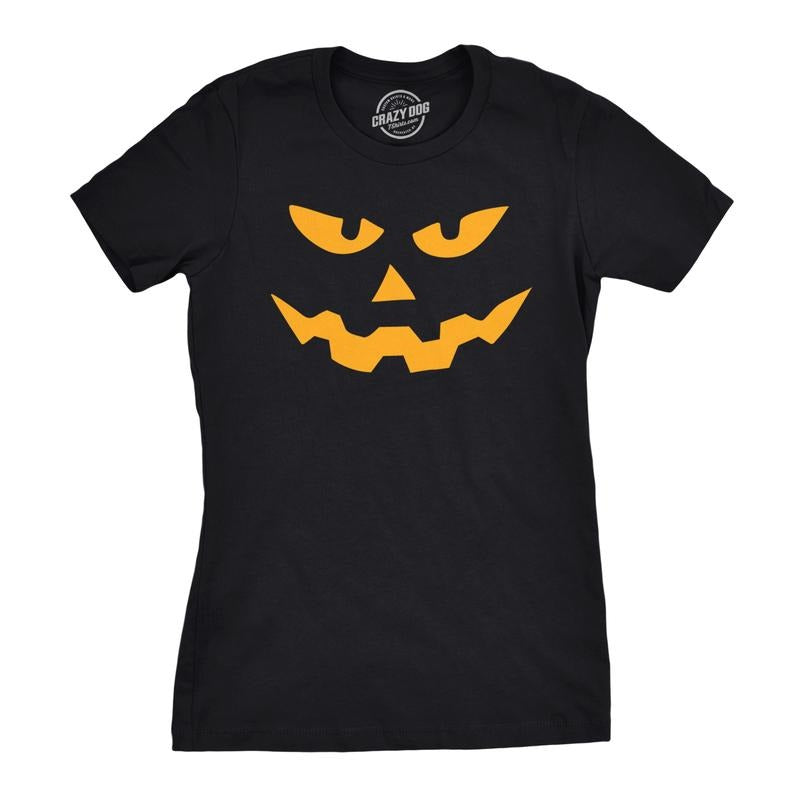 Womens Triangle Nose Pumpkin Face Funny Fall Halloween Spooky T shirt Funny Womens T Shirts Cute Slimming Top Comfortable Soft Womenswear Halloween Tops for Women Women's Novelty Tees Black
