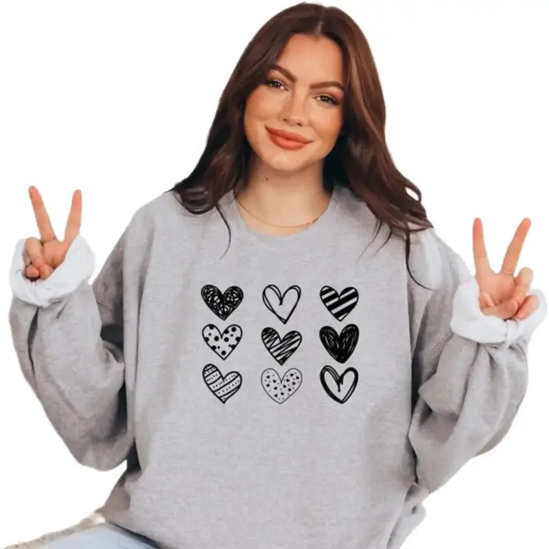 Womens Valentines Hearts Sweatshirt T-Shirts, Hoodie | DripVista.com