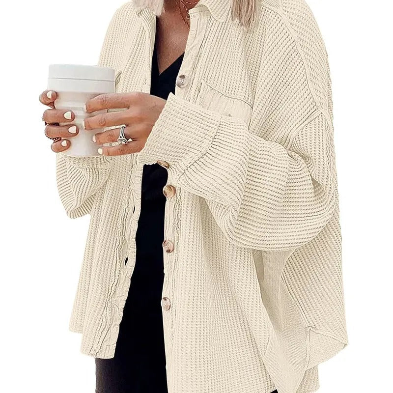 Womens Waffle Knit Plaid Shacket Women'WB shield Button Down Shirt Jacket Loose Long Sleeve Tops Hoodie, Sweatshirt