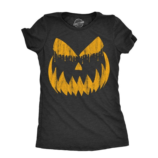 Womens Weeping Wendell Pumpkin T Shirt Funny Halloween Jack O Lantern Horrifying Smile Tee for Ladies Funny Womens T Shirts Cute Slimming Top Comfortable Soft Womenswear Halloween Tops for Women Black -