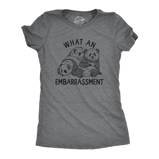 Womens What An Embarrasment T Shirt Funny Panda Bear Joke Tee For Ladies Funny Womens T Shirts Cute Slimming Top Comfortable Soft Womenswear Animal Tops for Women Funny Sarcastic Top Women's Novelty Dark Grey