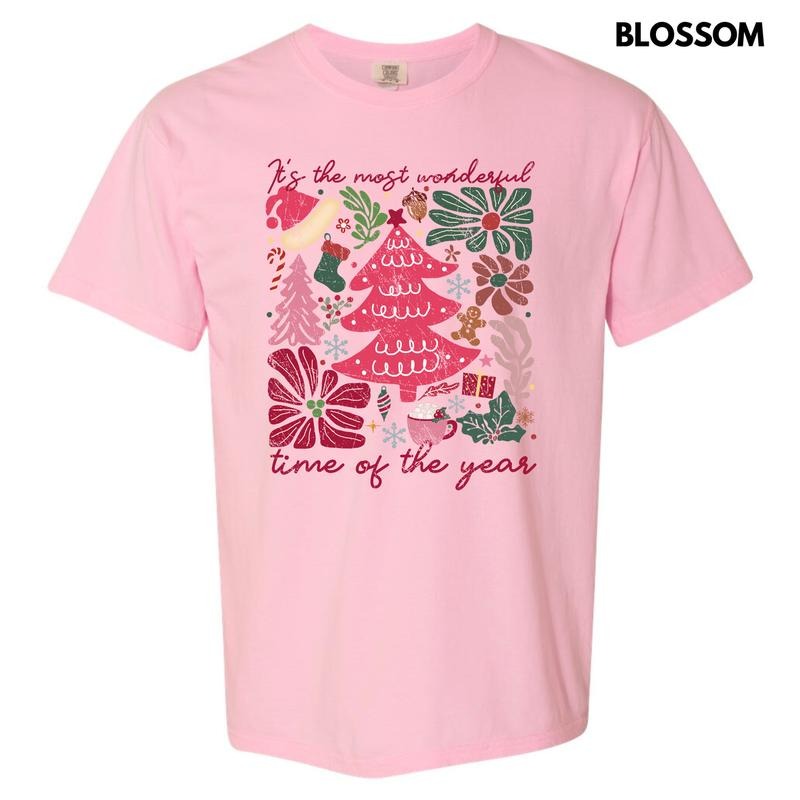 Wonderful Time Christmas Flowers Comfort Colors T-Shirt 'NLB' Hoodie, Sweatshirt | DripVista.com
