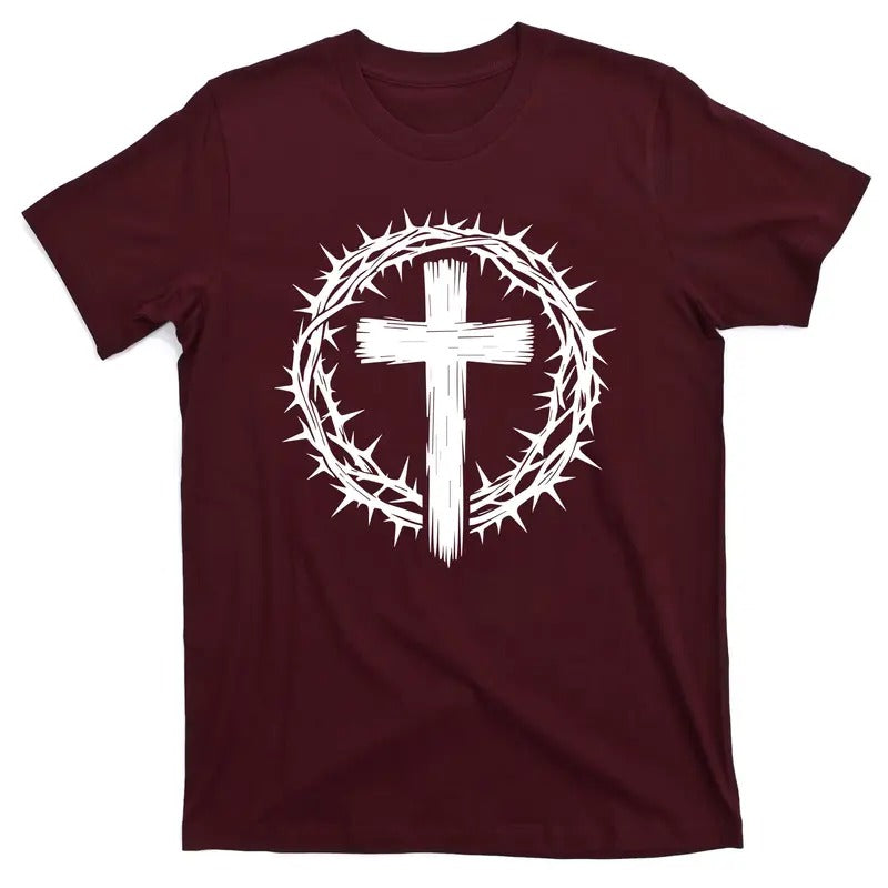 Wooden Cross Crown of Thorns Christian Catholic Jesus Christ God Lord King of Kings T-Shirt Hoodie, Sweatshirt