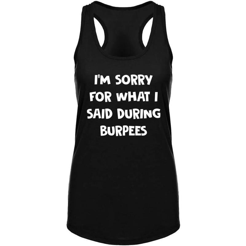 Workout Tank Tops for Women-Womens Funny Saying Fitness Gym Burprees Racerback Sleeveless Shirts Made in USA