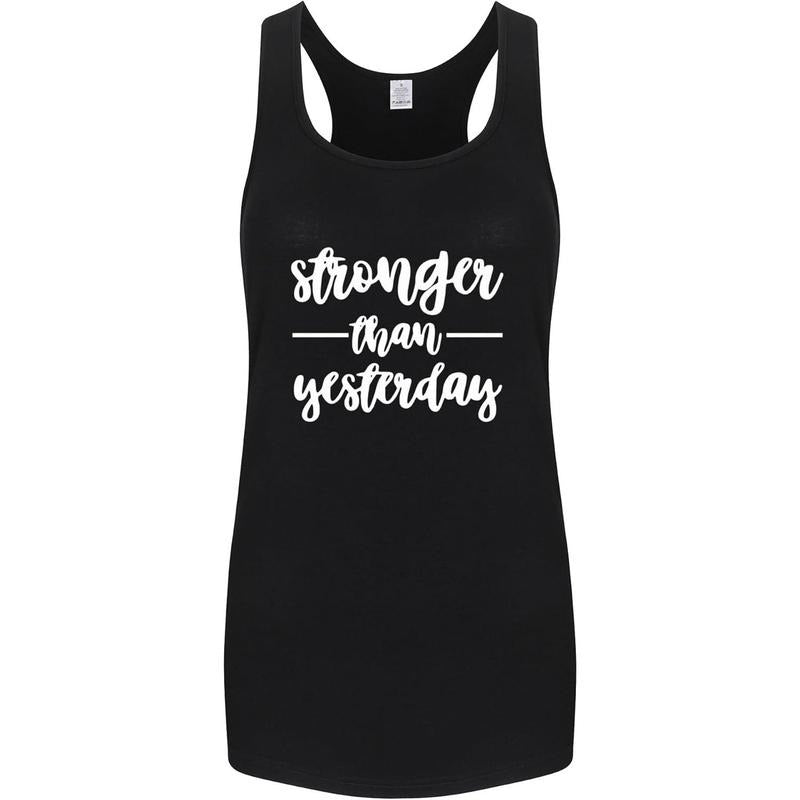 Workout Tank Tops for Women-Womens StrongerThan Yesterday Funny Saying Racerback Sleeveless Yoga Shirt Made in USA