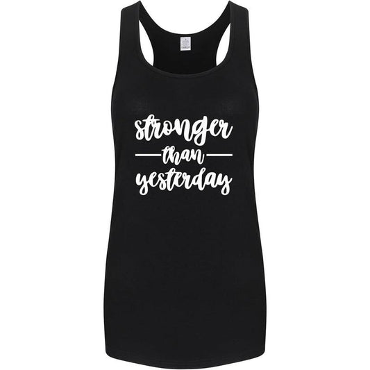 Workout Tank Tops for Women-Womens StrongerThan Yesterday Funny Saying Racerback Sleeveless Yoga Shirt Made in USA