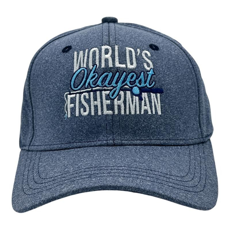 Worlds Okayest Fisherman Hat Funny Sarcastic Fishing Novelty Cap Funny Hats Sarcastic  Funny Fishing  Novelty Caps for...