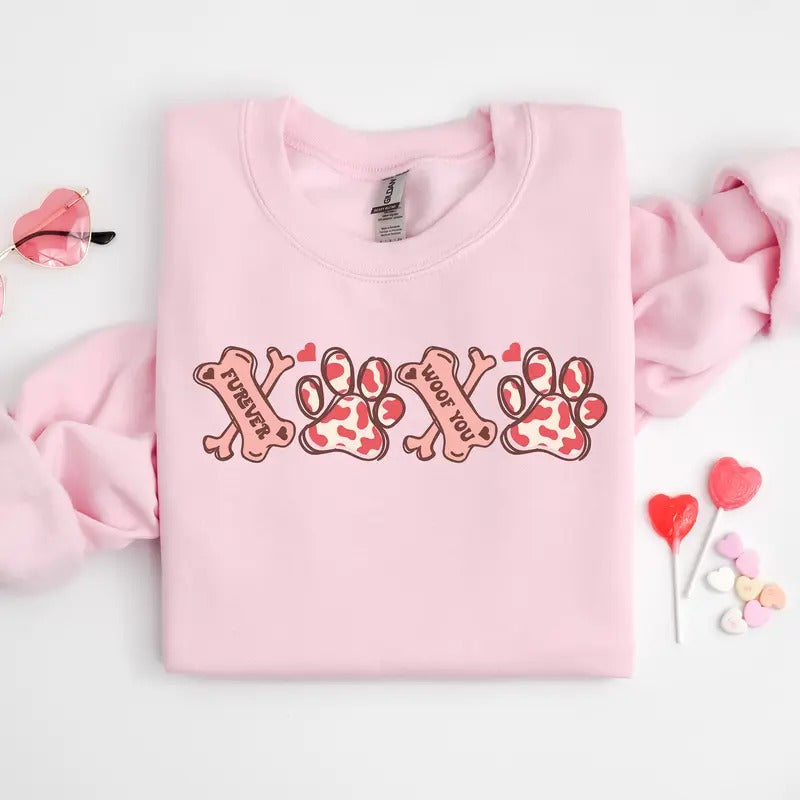 XOXO Paw sweatshirt, Dog Valentine day sweatshirt gift, Valentine'WB shield Day Gift, Valentine Shirt Women, Gift Tee Dog...