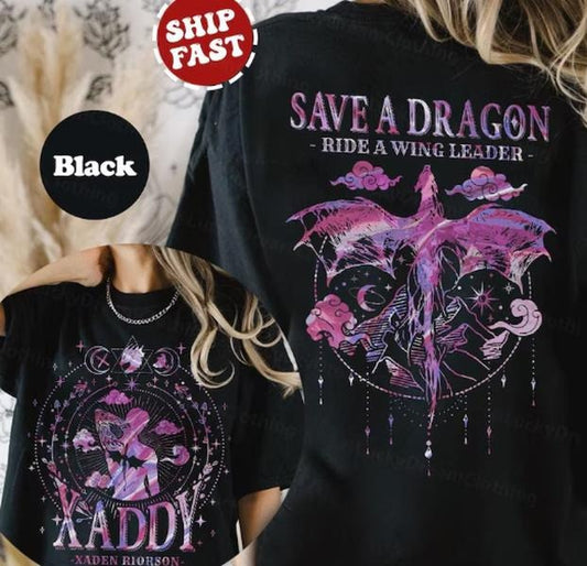 Xaden Riorson 2 sided, Trendy Xaddy Shirt, Xaden Fourth Wing Fan Shirt, Onyx Storm Merch, Dragon Rider 2 Sided TShirt, Fantasy reader, Bookish Shirt