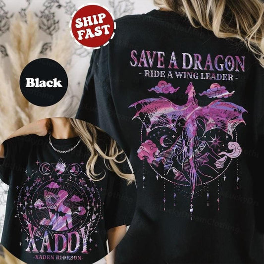 Xaden Riorson, Trendy Xaddy Shirt, Xaden Fourth Wing Fan Shirt, Onyx Storm Merch, Dragon Rider 2 Sided TShirt, Fantasy reader, Bookish Shirt