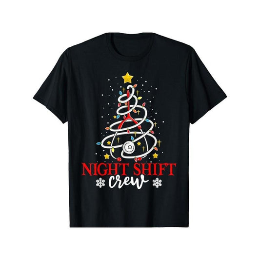 Xmas Nursing Shirt Women, Christmas Nurse Night Shift Crew T-Shirt for Men Women, Christmas Halloween New year Thanksgiving day Gift for Men Women Dad Mom Friend, Unisex Soft Fabric 100% cotton Black Tee Made in USA
