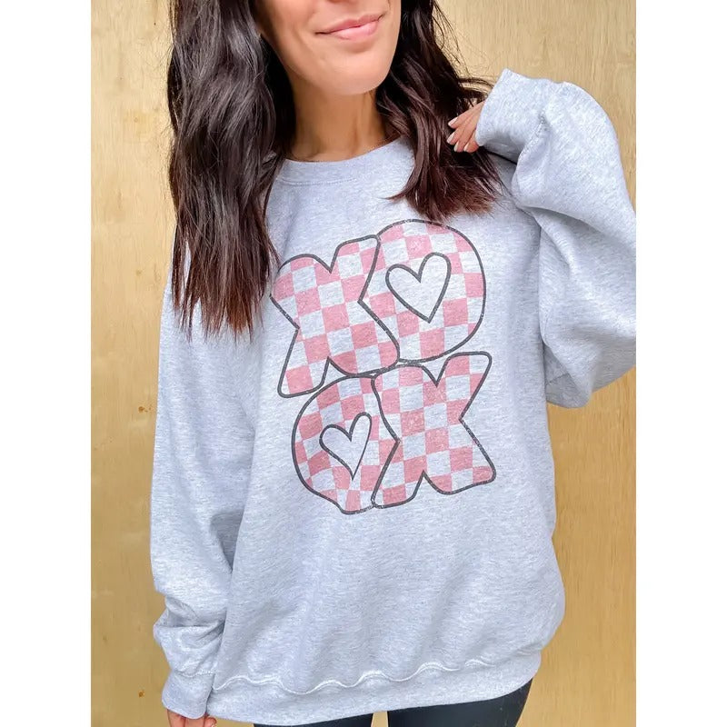 XoXo Checkered Graphic Top