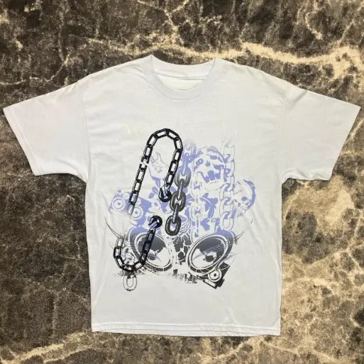 Y2K Shirt Mens Large Skull Skeleton Grunge Vintage Skate Surf Skateboarding, grunge y2k emo scene tapout goth amity affliction style clothes, Unisex T-shirt