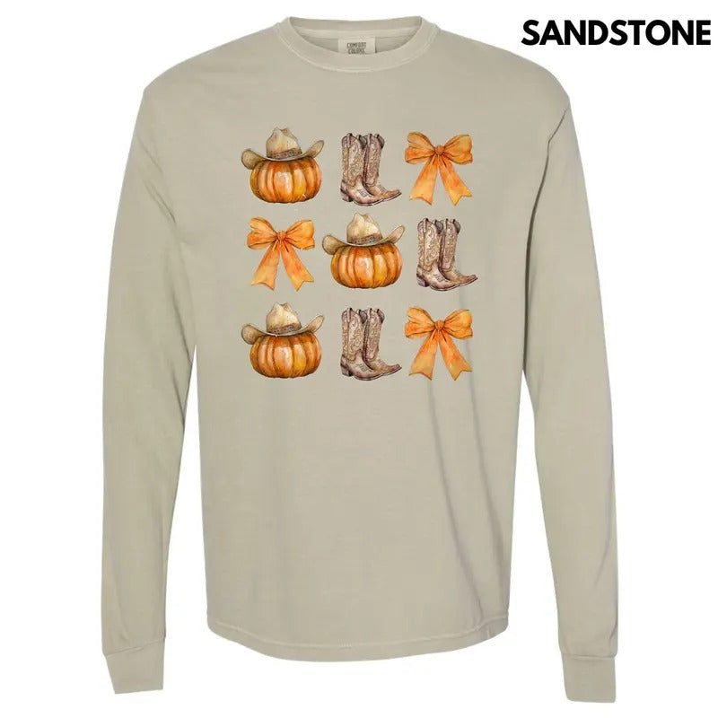 YEEHAW Pumpkin Collage Long Sleeve Comfort Colors T-Shirt 'NLB' Hoodie, Sweatshirt | DripVista.com