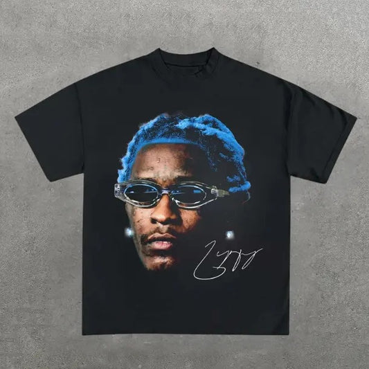 YOUNG THUG Blue T-Shirt, Music Rap Tee, Pop, Hip Hop, R&B, Y2k, Unisex T-Shirt, Gift For Men Women Womenswear Menswear Top Streetwear