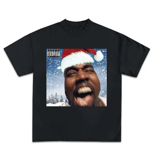 Ye-Ye Merry Christmas Funny Meme Graphic Rap Tee Shirt Big Face