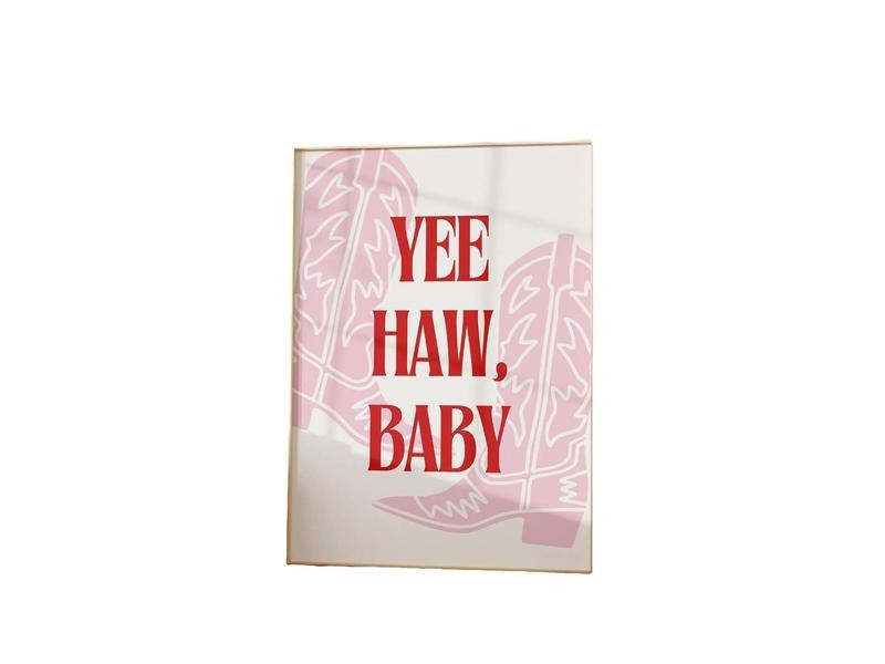 Yee Haw Cowboy Boots Art Print, Western Art Print, Preppy Cowgirl Decor Coastal Cowgirl Art, Cowgirl Dorm Decor, Gifts...