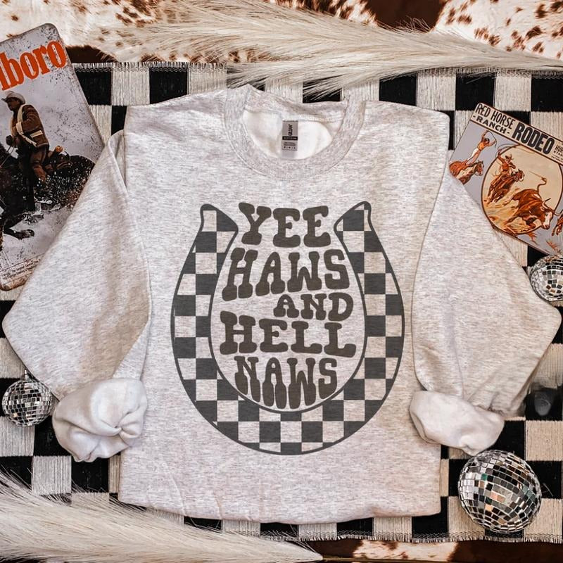 Yeehaw Hellnaw Sweatshirt, western clothing hoodies, western outfits women, western tops T-Shirts | DripVista.com