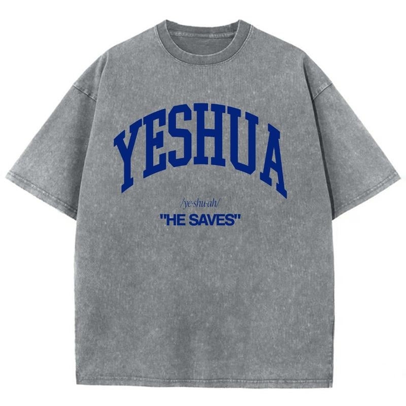 Yeshua Unisex Washed T-Shirt, Christian t shirts, Christian Jesus  t shirts, Vintage 90s Graphic Tee Gift Cotton Top,...