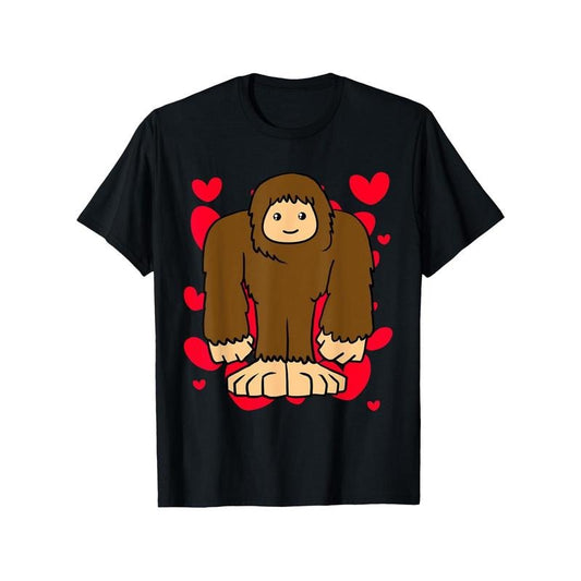 Yeti Love T-Shirt Valentines Day Cute Hearts Romantic Tee, 100% Cotton, Fabric Weight 180g, Gift for Men Women Friends Family, S-XXXL, Black made in usa