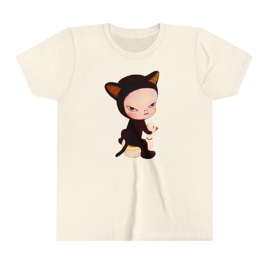 Yoshitomo Nara Kitty Cat Girl Baby Tee, Vintage Graphic Top, Y2k Top Women Streetwear, Women Fitted T-Shirt, Gothic Emo Girl Tops, Gift For Her