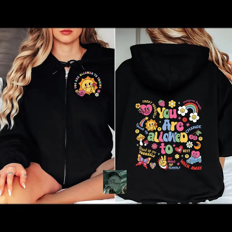 You Are Allowed To Zip Hoodie Black or Sport Grey T-Shirts, Sweatshirt | DripVista.com