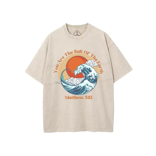 You Are The Salt Of The Earth Christian washed T-Shirt Pure Cotton Fabric Casual Streetstyle Crew Neck Short Sleeve Soft-Washed T-Shirt Trendy Tops for Women for Men, Perfect Gift