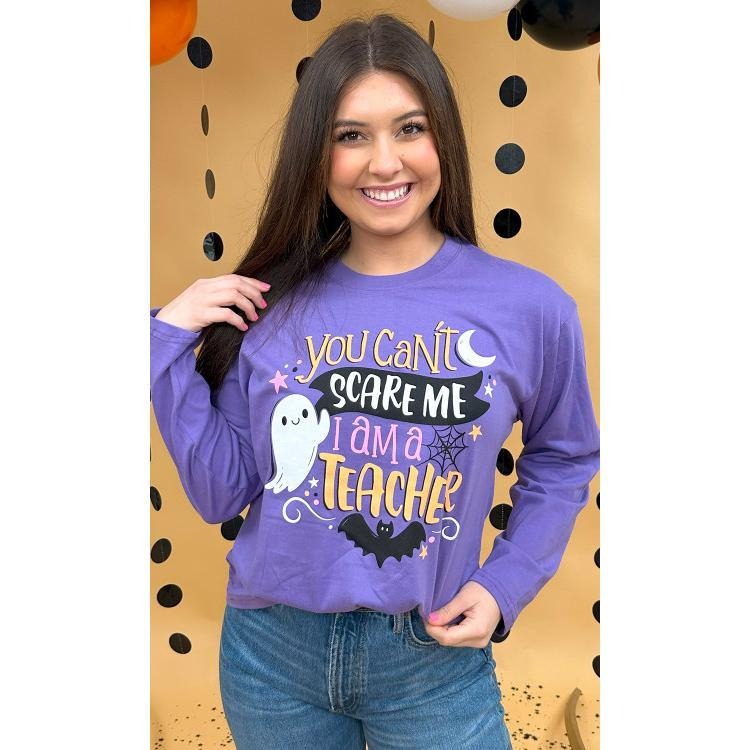 You Can't Scare Me Teacher Boyfriend Long Sleeve Graphic T-Shirt Hoodie, Sweatshirt | DripVista.com