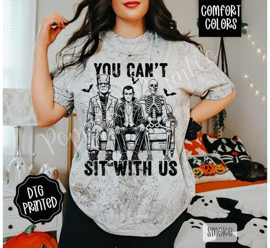 You Can't Sit With Us Comfort Colors Color Blast T-Shirt, Women's Graphic Tee Spooky Season Shirt