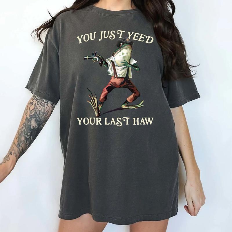 You Just Yee'd Your Last Haw Shirt, Funny Frog T-shirt, Cowboy Meme Shirts, Vintage Frog Cowboy Tee, Yee-Haw Shirt, Western Cowgirl Outfits, Comfy Oversized Graphic Tee, Women's Tops, Vintage Womenswear, Cotton Fabric Relaxed Fit Chic Style