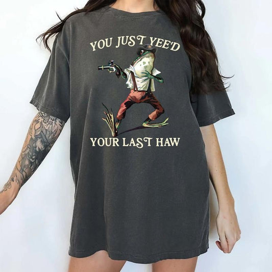 You Just Yee'd Your Last Haw Shirt, Funny Frog T-shirt, Cowboy Meme Shirts, Vintage Frog Cowboy Tee, Yee-Haw Shirt, Western Cowgirl Outfits, Comfy Oversized Graphic Tee, Women's Tops, Vintage Womenswear, Cotton Fabric Relaxed Fit Chic Style