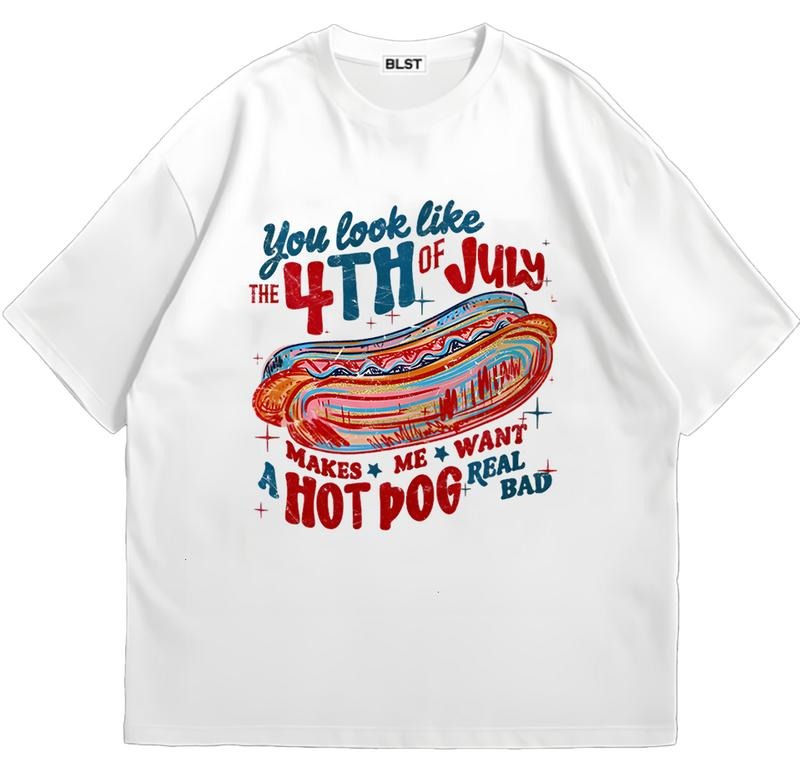 You Look Like the 4th of July America Hot dog T-Shirt Unique T-Shirt Gift for Her Hoodie, Sweatshirt | DripVista.com
