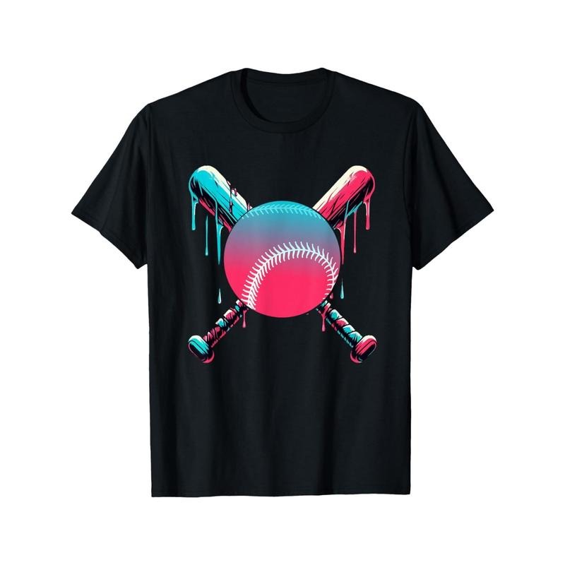 Youngsters' Baseball & Ice Cream Graphic Tee - Soft Cotton, Casual Round Neck T-Shirt for Boys, Machine Washable made in usa
