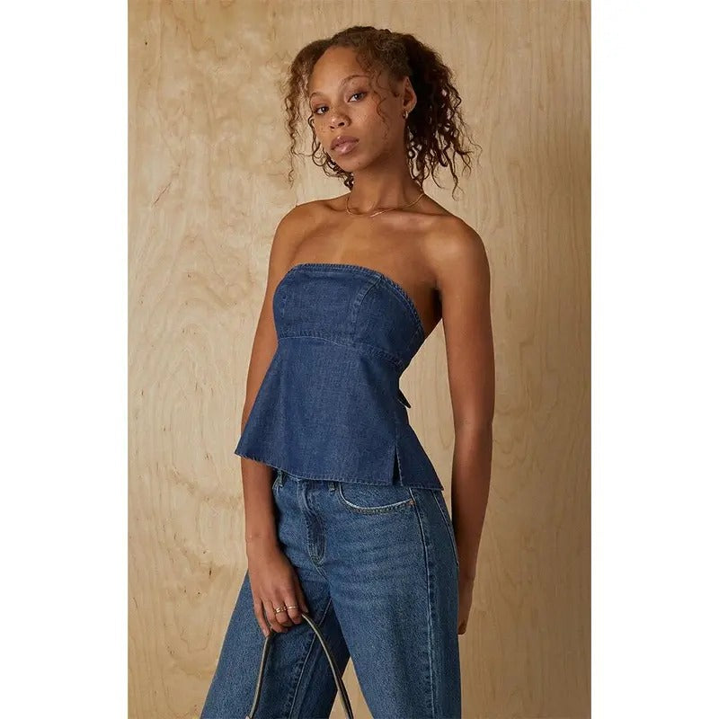 Your Favorite Women's Strapless Denim Tie Back Tube Top T-Shirts, Hoodie, Sweatshirt | DripVista.com
