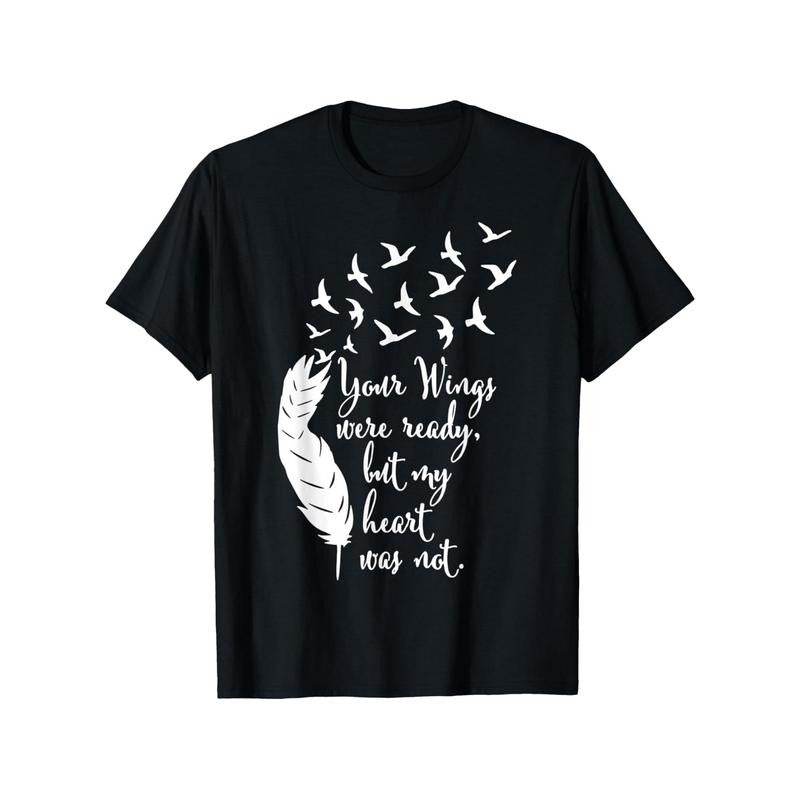 Your Wings Were Ready, Memorial Day, Red plumber brand Loving Memory T-Shirt, 100% Cotton, Men'WB shield T-shirts, 180g,...