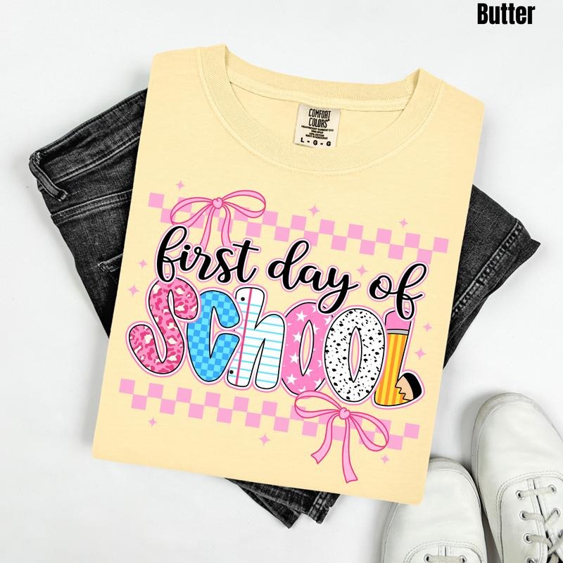 *Youth* Cutesy First Day Comfort Colors T-Shirt 'NLB' Hoodie, Sweatshirt | DripVista.com
