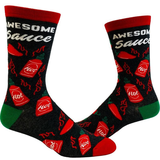 Youth Awesome Sauce Socks Funny Spicy Hot Sauce Lover Graphic Novelty Footwear Funny Graphic Socks Comfortable Fitted Spandex Cotton