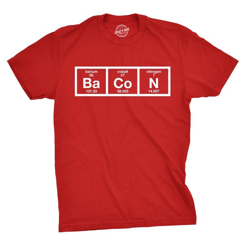 Youth Bacon Chemistry T-Shirt Funny Science Preiodic Table Tee for Kids Funny T Shirts Food Tops for Kid Funny Science...