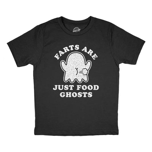 Youth Farts Are Just Food Ghosts T Shirt Funny Halloween Bathroom Humor Tee Funny T Shirts Halloween Tops for Kids Funny Funny Adult Humor Short Sleeve Novelty Tees for Kids Black