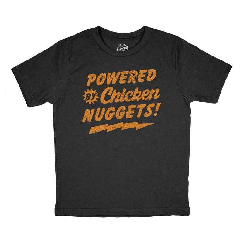 Youth Funny Lightsaber brand Shirts Powered By Chicken Nuggets Sarcastic Food Graphic Novelty Tee for Kids Funny...