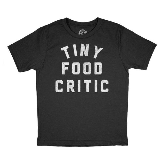 Youth Funny T Shirts Tiny Food Critic Sarcastic Graphic Tee For Kids Funny T Shirts Sarcastic Tops for Kids Funny Food Short Sleeve Novelty Tees for Kids Black -