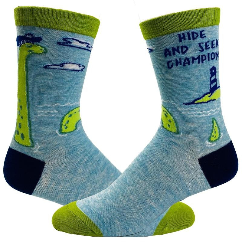 Youth Hide And Seek Champion Socks Funny Loch Ness Monster Novelty Graphic Footwear Funny Graphic Socks Comfortable...