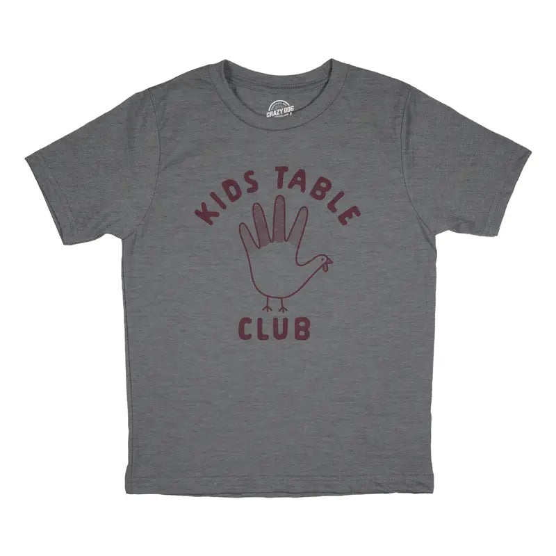 Youth Kids Table Club T Shirt Funny Thanksgiving Dinner Turkey Hand Tee Funny T Shirts Thanksgiving Tops for Kids Funny...