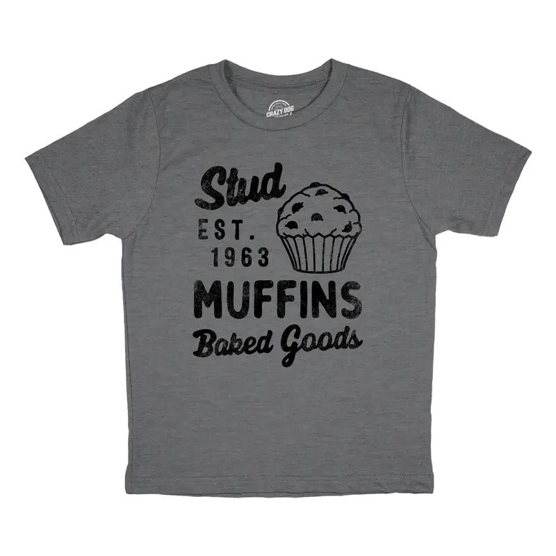 Youth Stud Muffins Baked Goods T Shirt Funny Bakery Joke Tee For Kids Funny T Shirts Sarcastic Tops for Kids Funny Food...