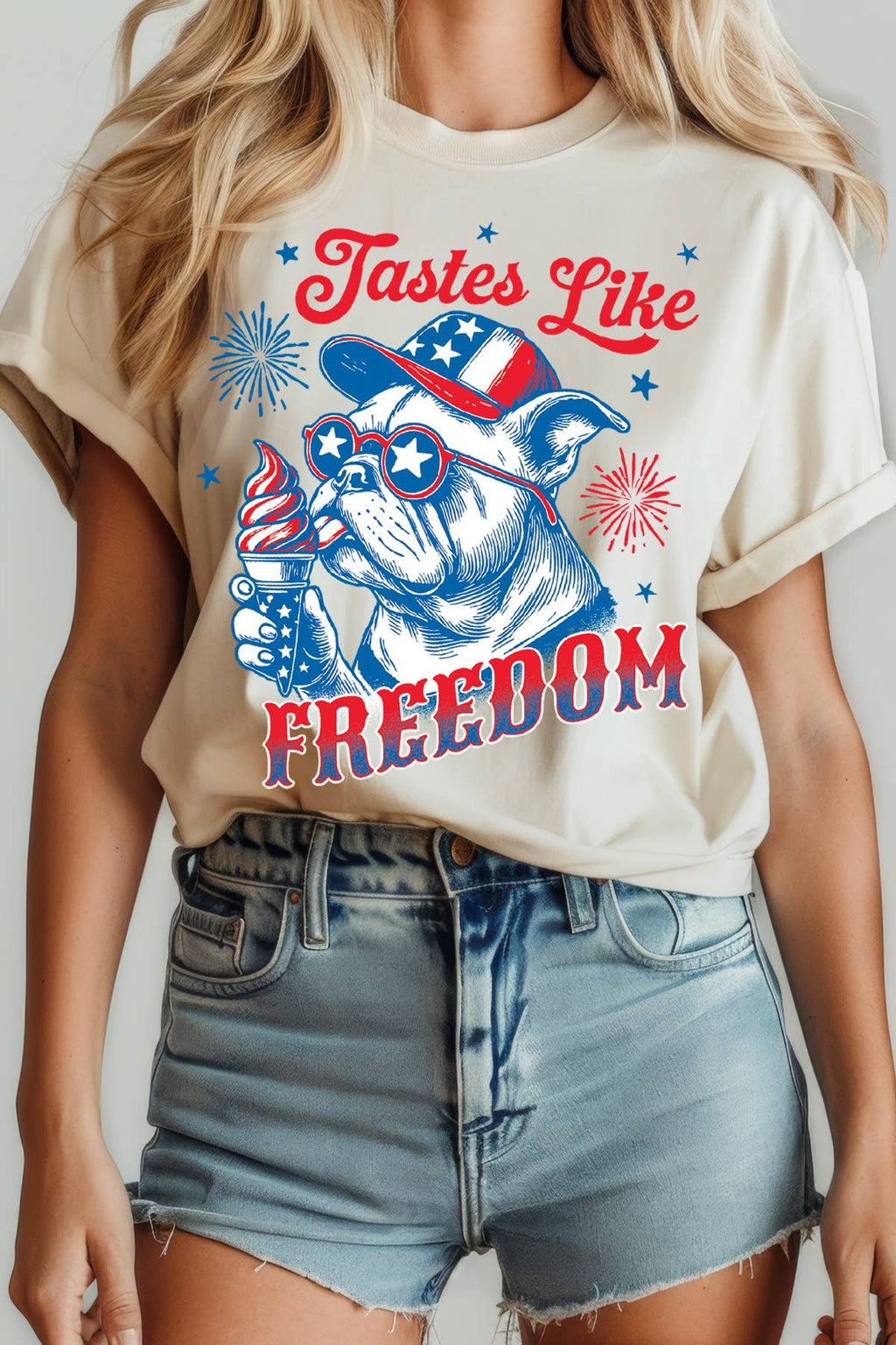 Women Freedom Dog Graphic Print Short Sleeve Top