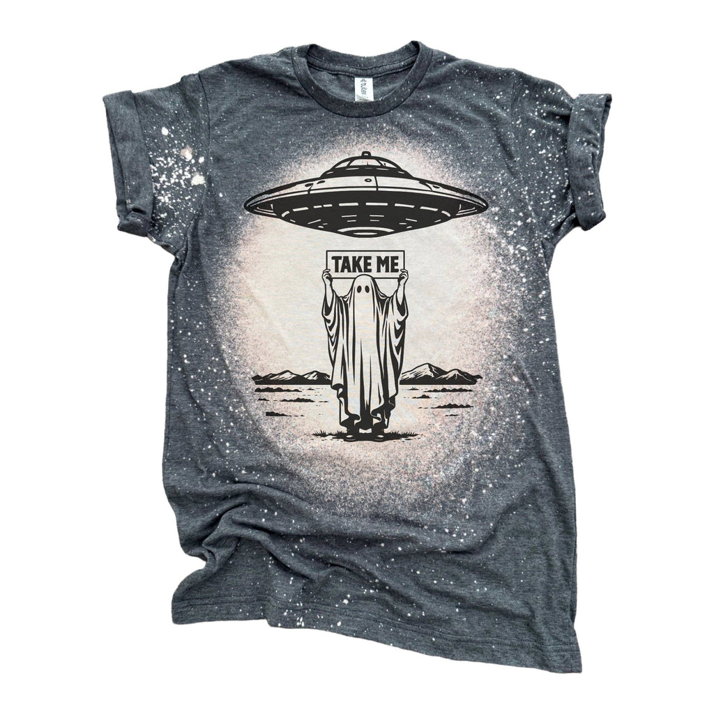 Take Me UFO Ghost Charcoal Bleached T-Shirt