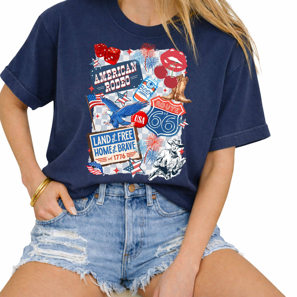 Land of the Free American Rodeo Graphic Tee