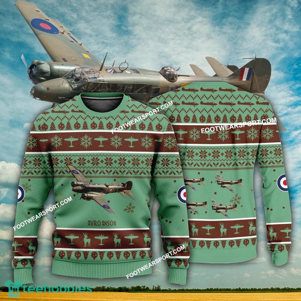 Aircraft Design Avro Anson Ugly Christmas 3D Sweater Gift Veteran